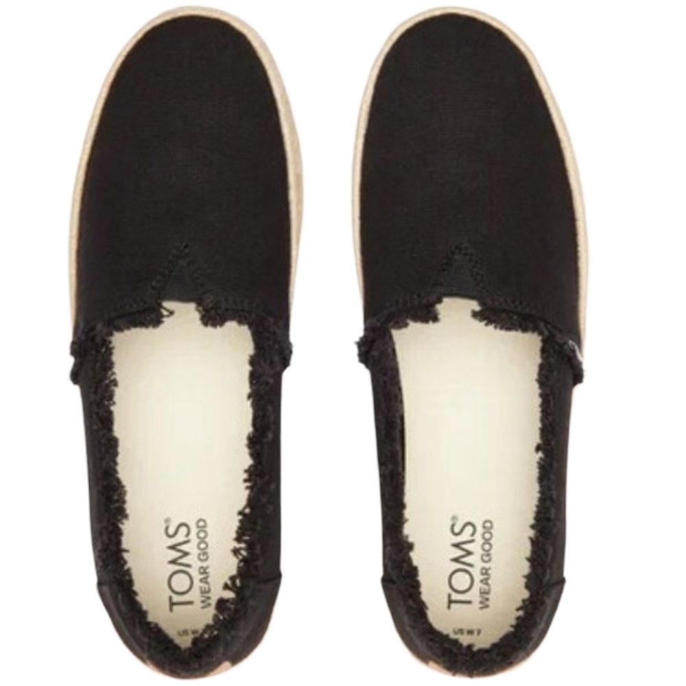 TOMS Valencia Black Canvas Platform Espadrille Slip-On 11 NWOT - Picture 6 of 12